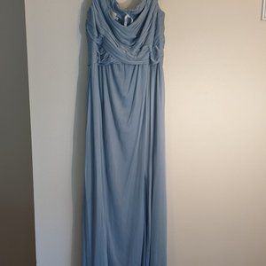 Size 14 David's Bridal Dusty Blue Off-the-Shoulder  Bridesmaid Dress
